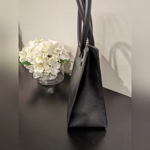 Black Leather Tote - Picture 2 of 4